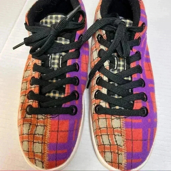 ALLBIRDS WOMENS SIZE 8 WOOL PIPER TARTAN PLAID BRIGHT COLORS PURPLE ORANGE FUNKY - Picture 8 of 10